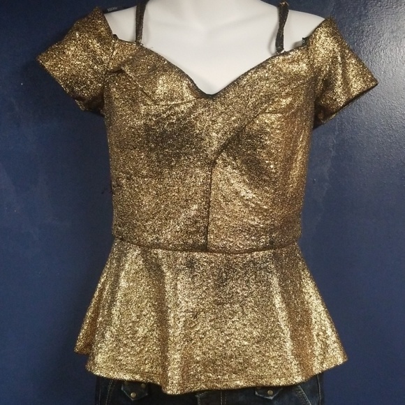 Gold Metallic Peplum Top๐กHOSTPICK๐  - Picture 5 of 8